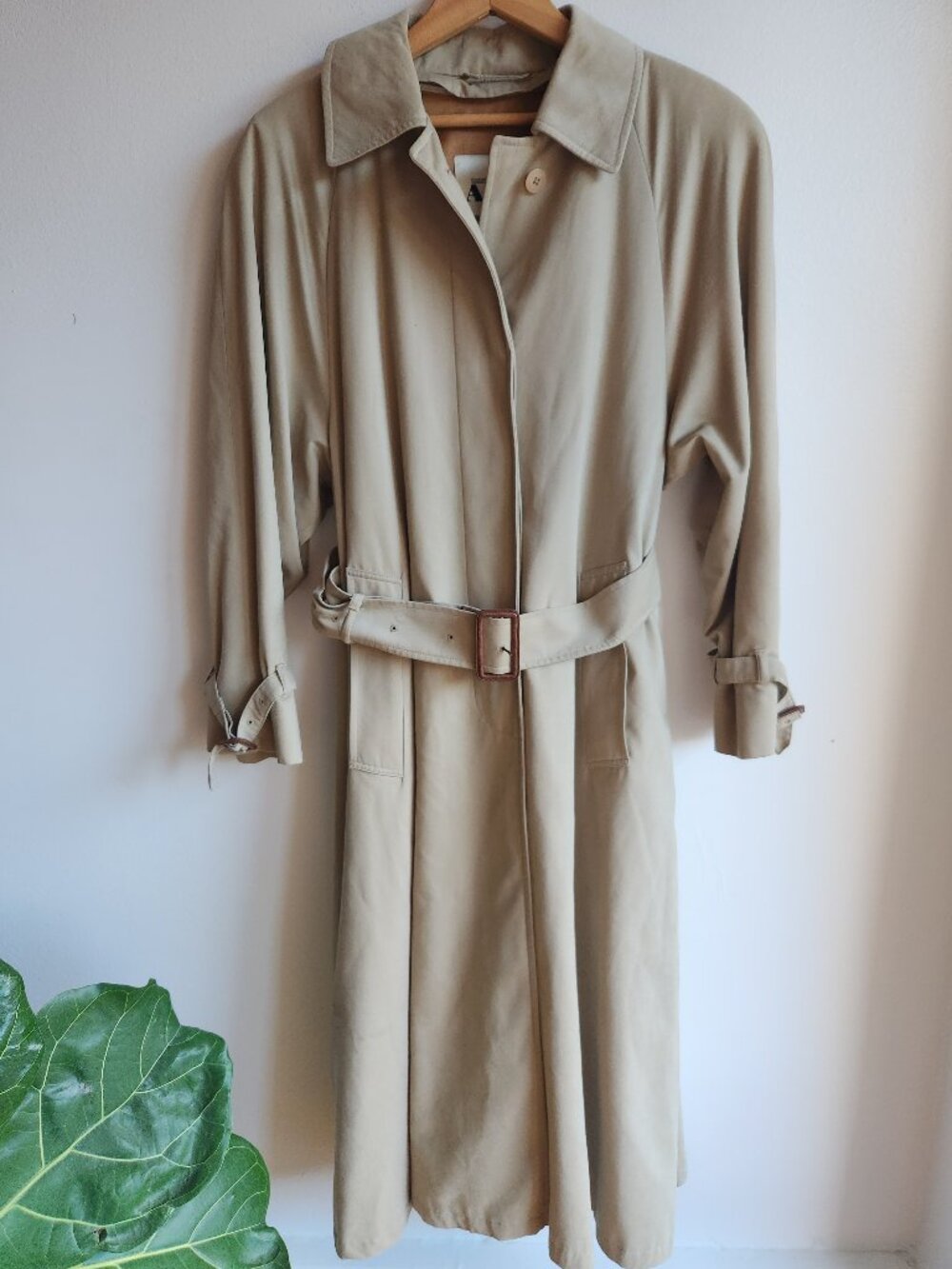 Aquascutum London Vintage 1980s Tan Wool Lining Trench Coat - M/L